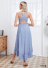 Autumn Blue Fashion Midi Dress